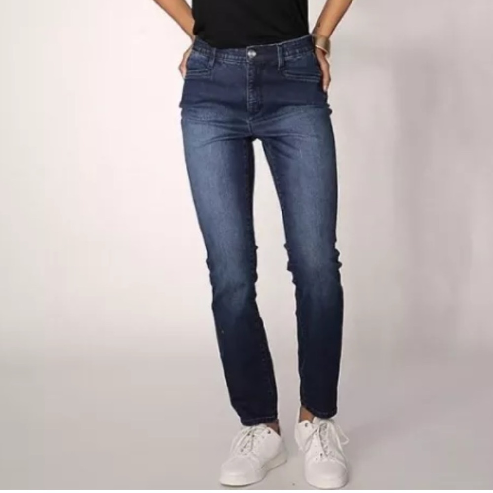 New MarlaWynne WynneDenim Blue Power Stretch Denim Jeans Size 12P Petite bin 4E
